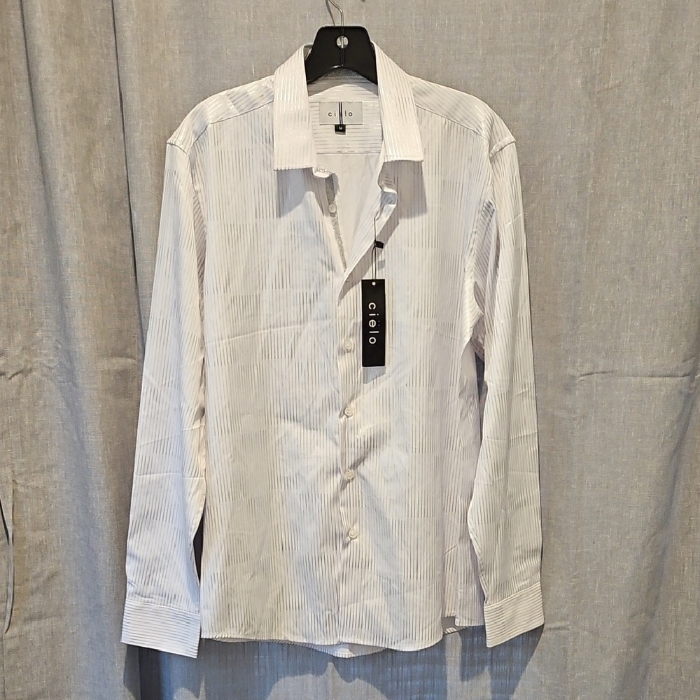Cielo Men's White Striped Shirt